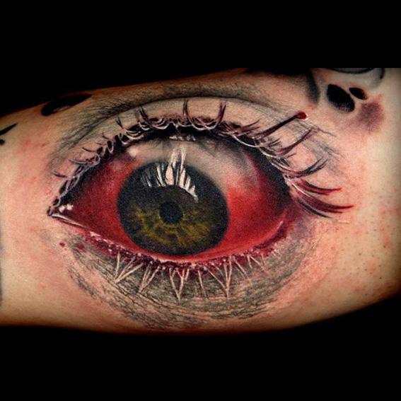realistisches 3D Farbtattoo Auge aus dem Rattattoo Tattoostudio in Freiburg