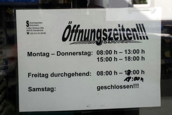 Öffnungszeiten 