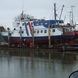MS Hauke Haien im Januar 2012 in Büsum zur Werftüberholung