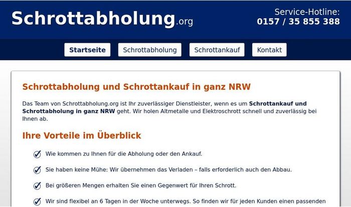 Das Team von schrottabholung.org ist Ihr zuverlässiger Dienstleister, wenn es um Schrottankauf und Schrottabholung in ganz NRW geht. Wir holen Altmetalle und Elektroschrott schnell und zuverlässig bei Ihnen ab.