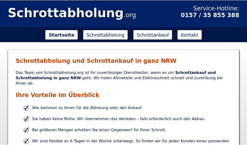 Das Team von schrottabholung.org ist Ihr zuverlässiger Dienstleister, wenn es um Schrottankauf und Schrottabholung in ganz NRW geht. Wir holen Altmetalle und Elektroschrott schnell und zuverlässig bei Ihnen ab.