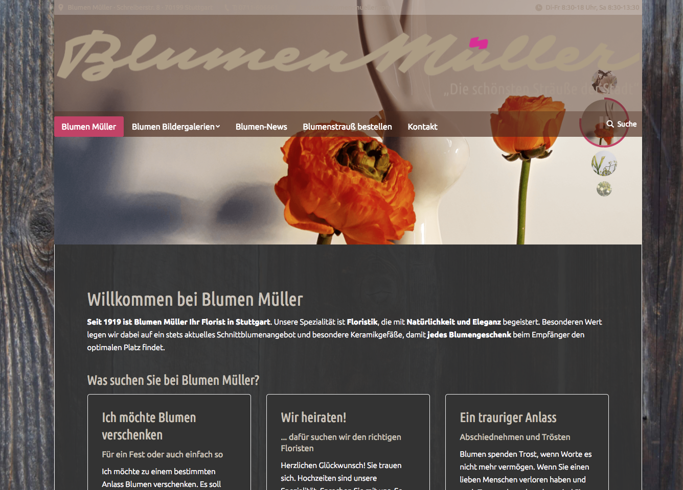 Blumen Müller Webseite