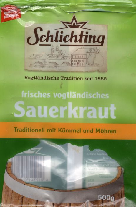Sauerkraut, original mit Kümmel und Möhren.
So geht es vogtländisch.