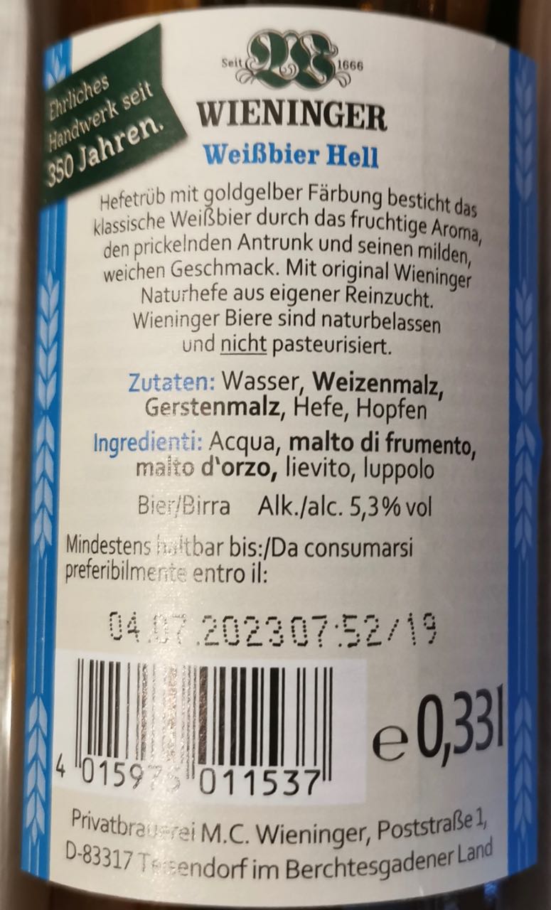 Bild 1 Wieninger M.C. Privatbrauerei GmbH & Co. KG in Teisendorf