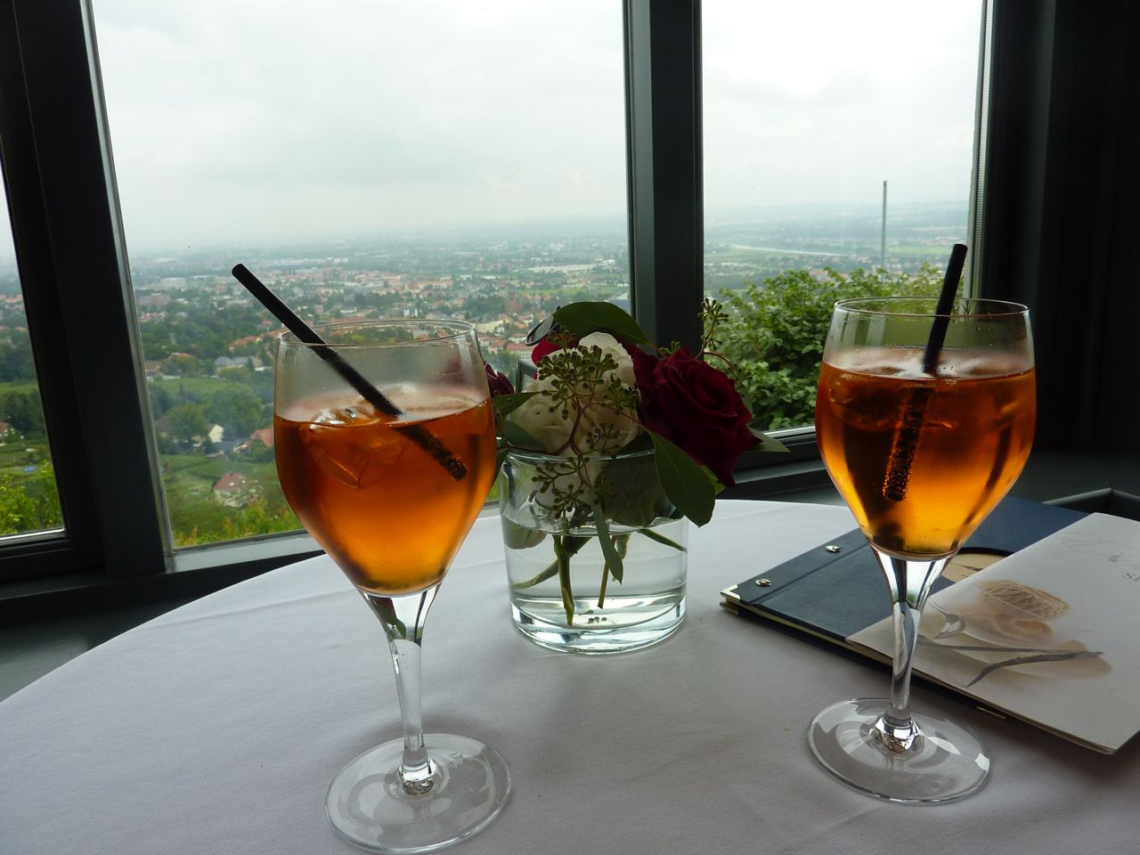 Aussicht vom Spitzhaus auf Radebeul und Dresden.
Und auf schöne Blumen + Aperol Spritz