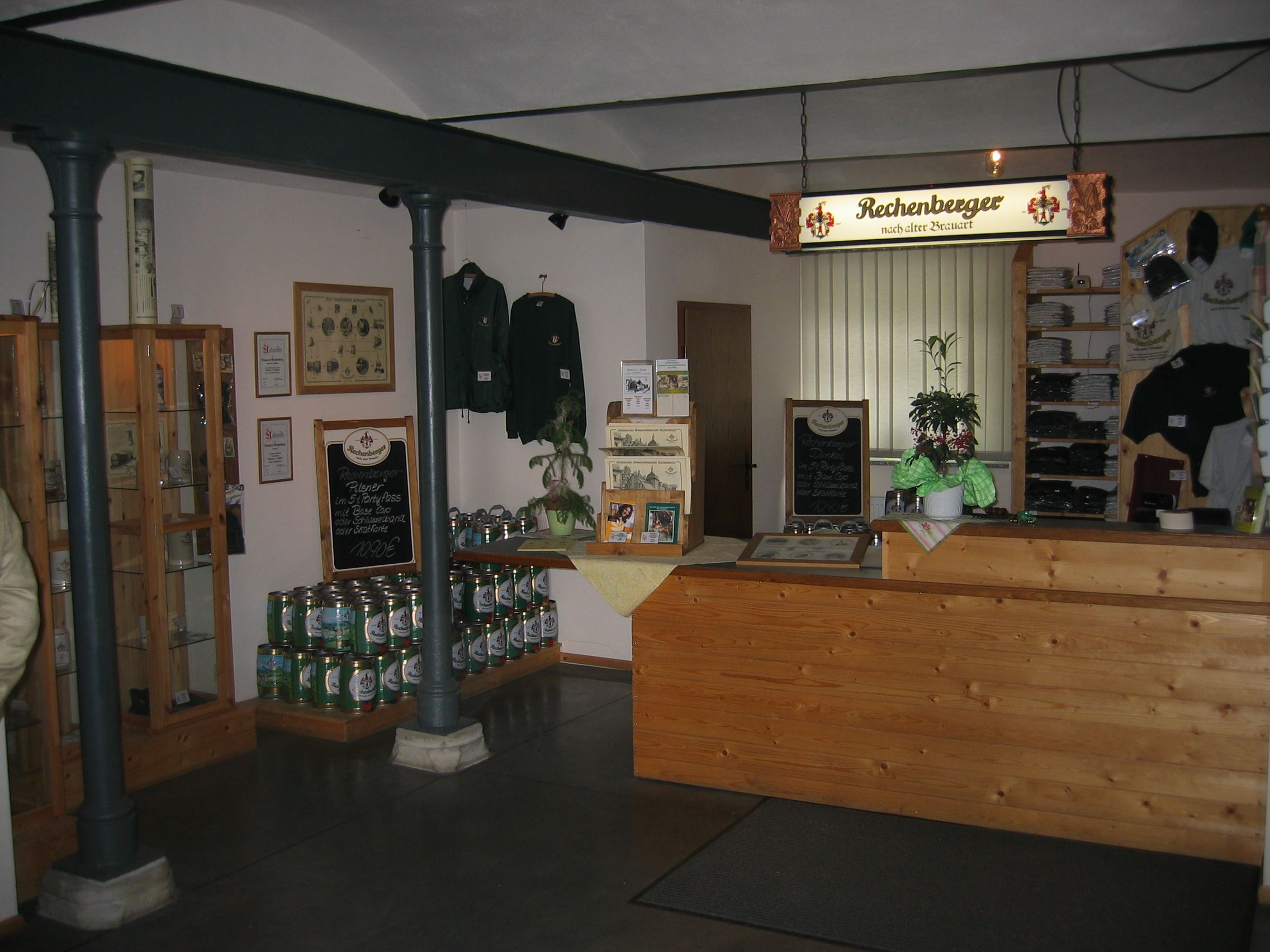 Kasse und Verkauf im Brauereimuseum in Rechenberg-Bienenmühle
