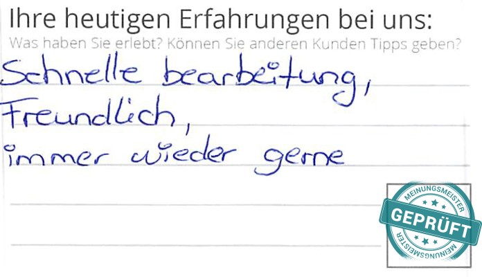 Digitalisierter Text des Meinungsmeister Bewertungsbogens