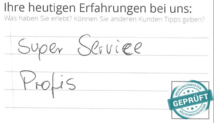 Digitalisierter Text des Meinungsmeister Bewertungsbogens