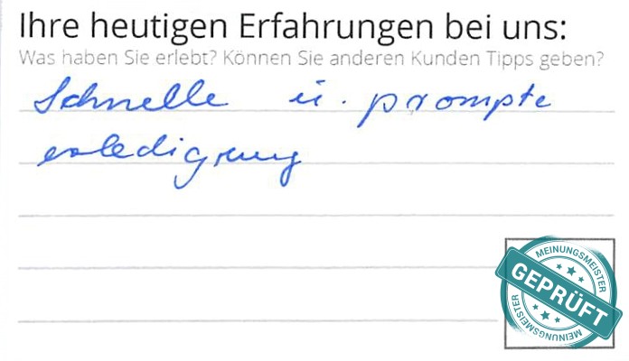 Digitalisierter Text des Meinungsmeister Bewertungsbogens