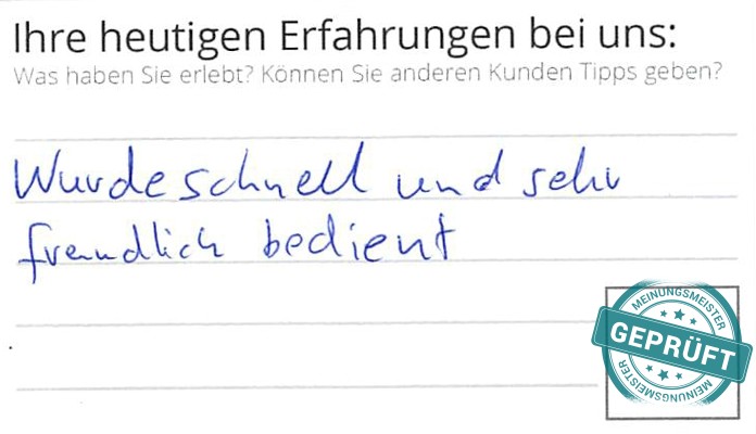 Digitalisierter Text des Meinungsmeister Bewertungsbogens