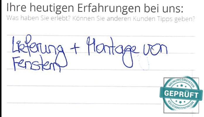 Digitalisierter Text des Meinungsmeister Bewertungsbogens