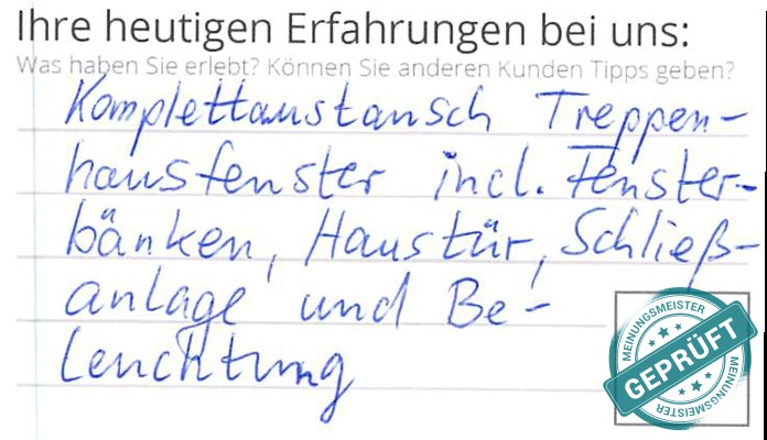 Digitalisierter Text des Meinungsmeister Bewertungsbogens