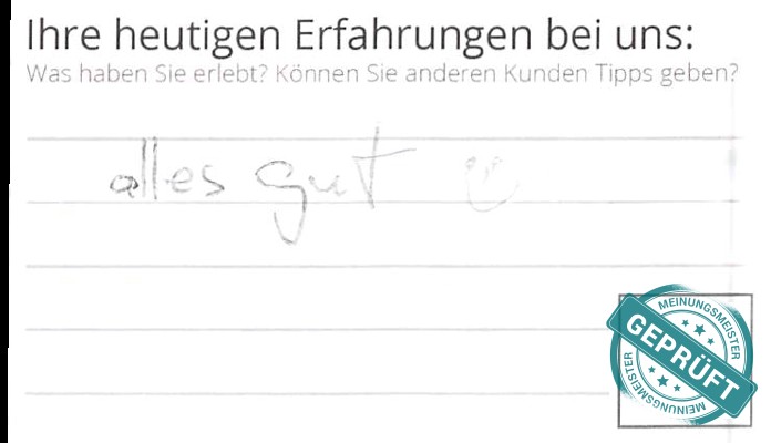 Digitalisierter Text des Meinungsmeister Bewertungsbogens