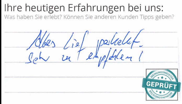 Digitalisierter Text des Meinungsmeister Bewertungsbogens