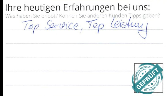 Digitalisierter Text des Meinungsmeister Bewertungsbogens