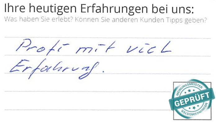 Digitalisierter Text des Meinungsmeister Bewertungsbogens