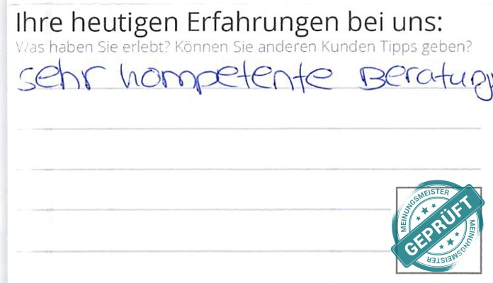 Digitalisierter Text des Meinungsmeister Bewertungsbogens