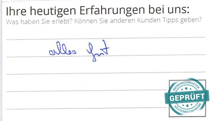 Digitalisierter Text des Meinungsmeister Bewertungsbogens