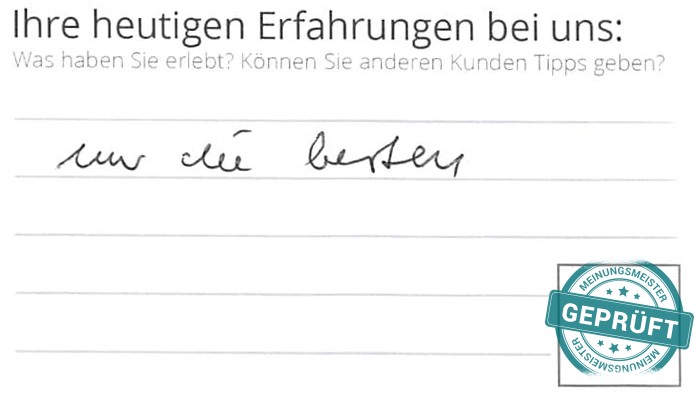 Digitalisierter Text des Meinungsmeister Bewertungsbogens