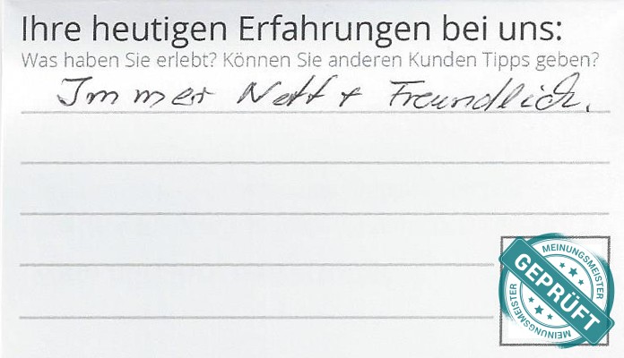 Digitalisierter Text des Meinungsmeister Bewertungsbogens