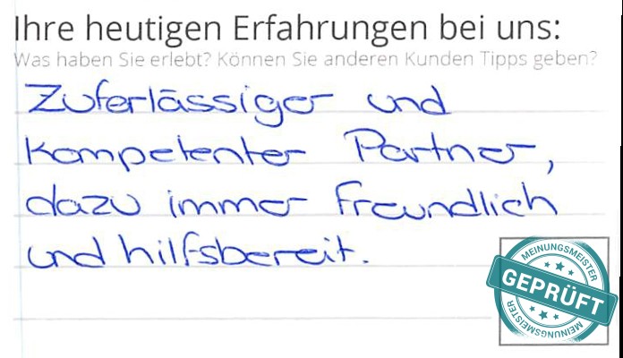 Digitalisierter Text des Meinungsmeister Bewertungsbogens