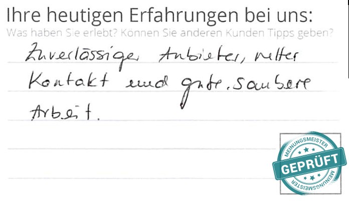 Digitalisierter Text des Meinungsmeister Bewertungsbogens