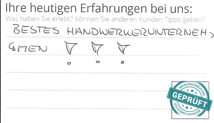 Digitalisierter Text des Meinungsmeister Bewertungsbogens