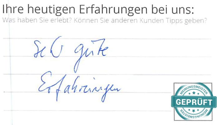 Digitalisierter Text des Meinungsmeister Bewertungsbogens