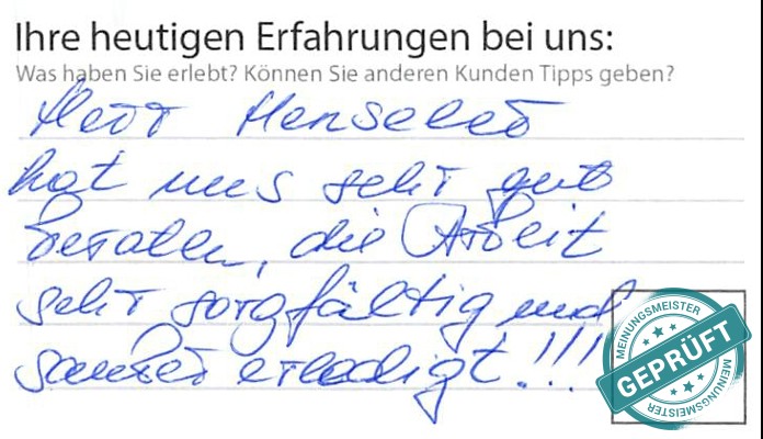 Digitalisierter Text des Meinungsmeister Bewertungsbogens