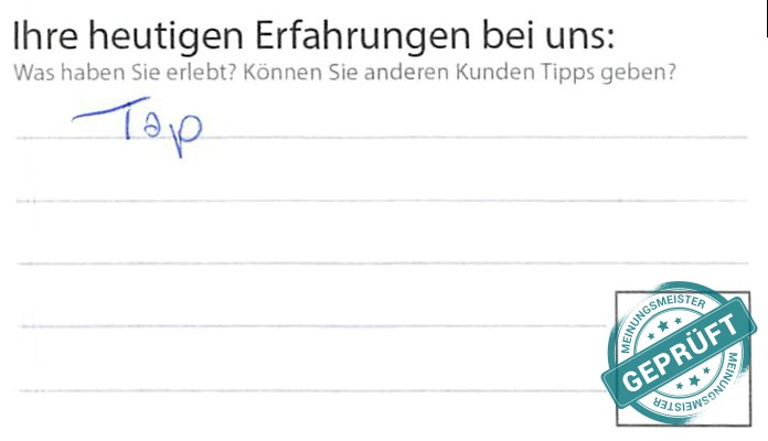 Digitalisierter Text des Meinungsmeister Bewertungsbogens