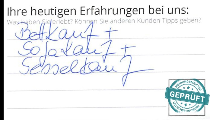 Digitalisierter Text des Meinungsmeister Bewertungsbogens