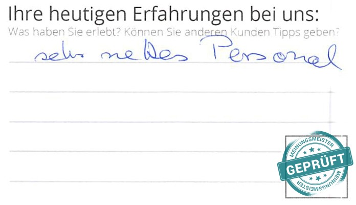 Digitalisierter Text des Meinungsmeister Bewertungsbogens