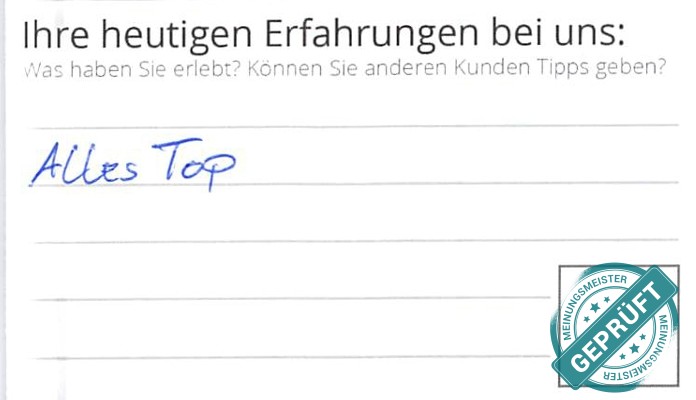Digitalisierter Text des Meinungsmeister Bewertungsbogens