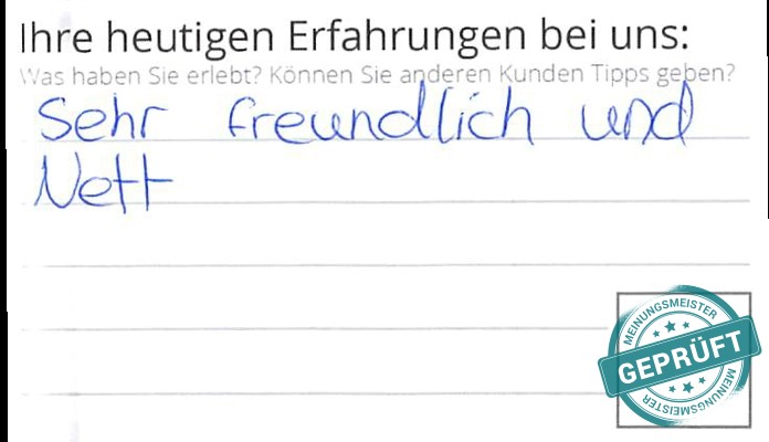 Digitalisierter Text des Meinungsmeister Bewertungsbogens