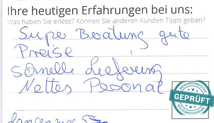 Digitalisierter Text des Meinungsmeister Bewertungsbogens