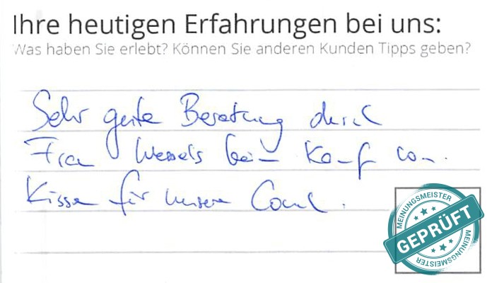 Digitalisierter Text des Meinungsmeister Bewertungsbogens