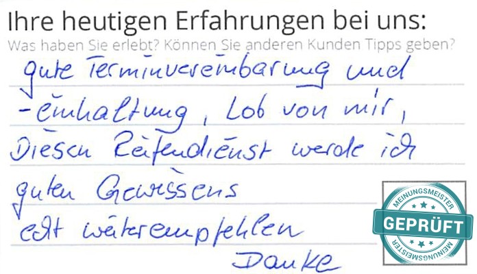 Digitalisierter Text des Meinungsmeister Bewertungsbogens