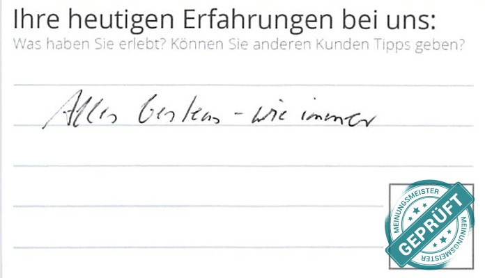 Digitalisierter Text des Meinungsmeister Bewertungsbogens