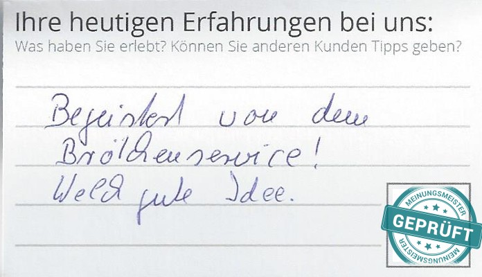 Digitalisierter Text des Meinungsmeister Bewertungsbogens