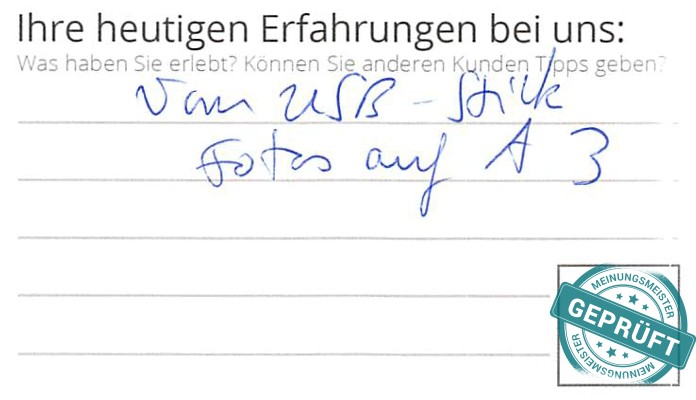 Digitalisierter Text des Meinungsmeister Bewertungsbogens