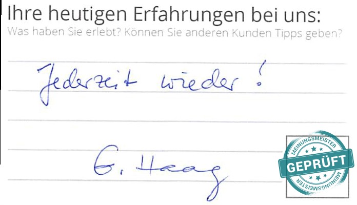 Digitalisierter Text des Meinungsmeister Bewertungsbogens