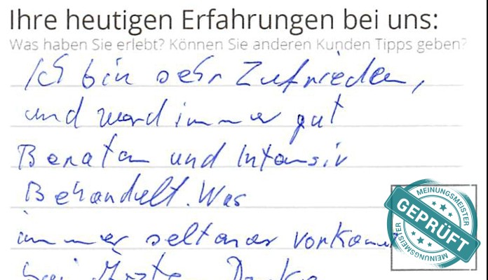 Digitalisierter Text des Meinungsmeister Bewertungsbogens