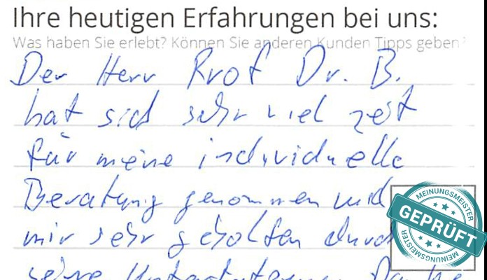 Digitalisierter Text des Meinungsmeister Bewertungsbogens