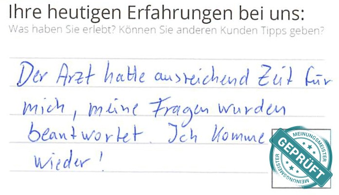 Digitalisierter Text des Meinungsmeister Bewertungsbogens