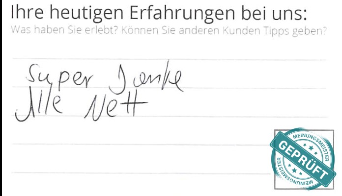 Digitalisierter Text des Meinungsmeister Bewertungsbogens