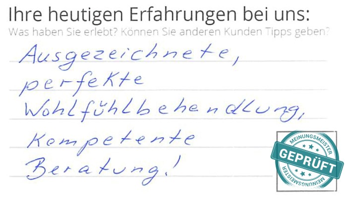 Digitalisierter Text des Meinungsmeister Bewertungsbogens