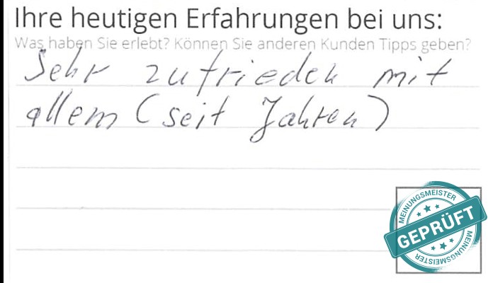 Digitalisierter Text des Meinungsmeister Bewertungsbogens