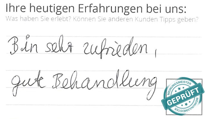 Digitalisierter Text des Meinungsmeister Bewertungsbogens