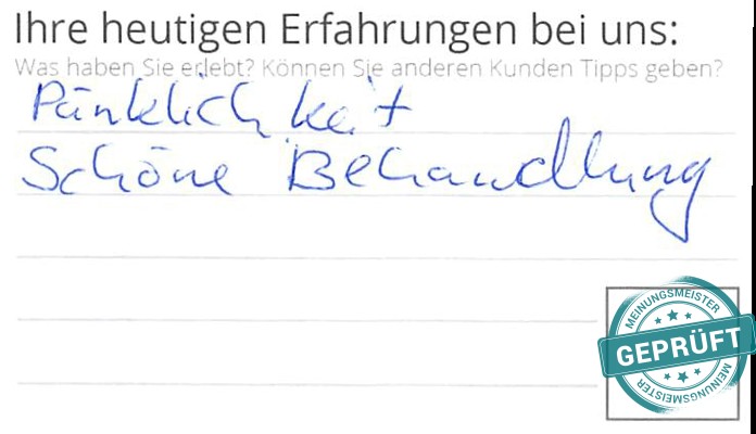 Digitalisierter Text des Meinungsmeister Bewertungsbogens