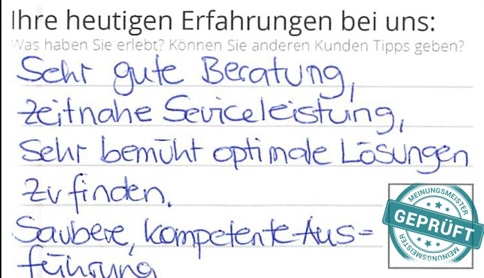 Digitalisierter Text des Meinungsmeister Bewertungsbogens